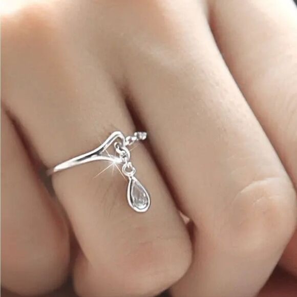 Retro water drop pinky/knuckle ring - Picture 8 of 12